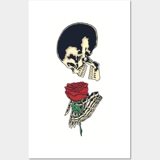 Skull and Rose Ink Art Tattoo Design Posters and Art